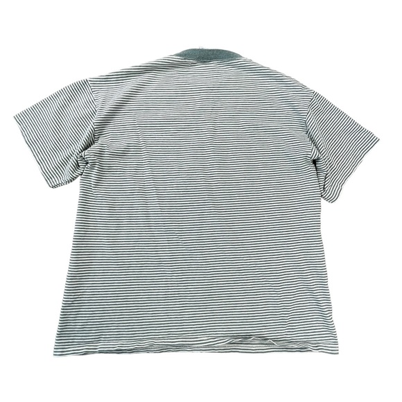 Vintage 90s Cal Cru Bowstring Minnesota Emerald Green White Striped Shirt Medium - Picture 2 of 5